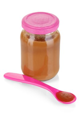 Bebek maması bebek malzemeleri üzerine beyaz izole ile