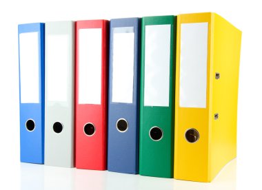 parlak office klasörler üzerinde beyaz izole