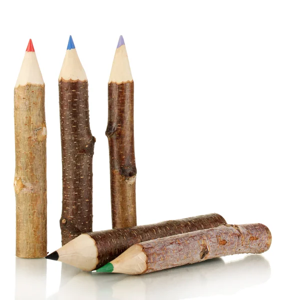 Colorful wooden pencils isolated on white — Stock Photo, Image