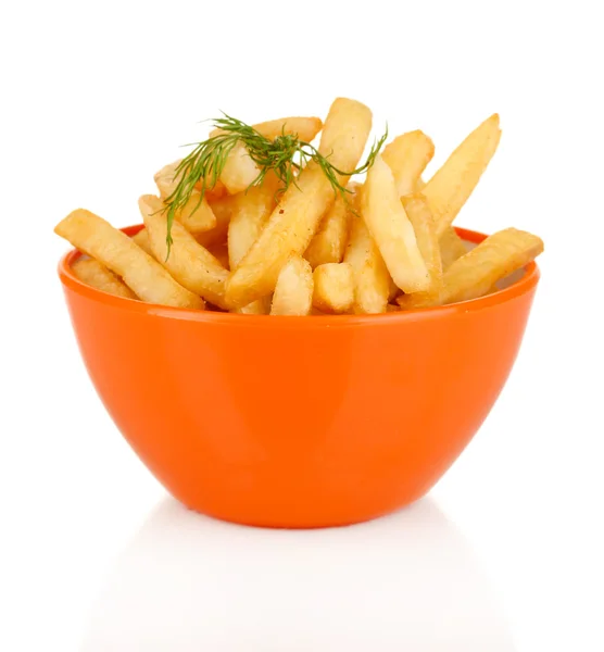 French fries in bowl isolated on white — Stock Photo, Image