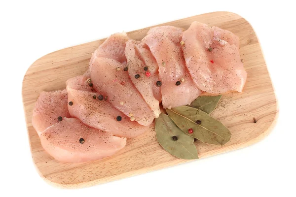 Carne de frango a bordo isolada em branco — Fotografia de Stock