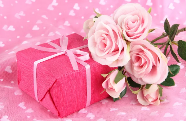 Romantic parcel on pink cloth background Royalty Free Stock Photos
