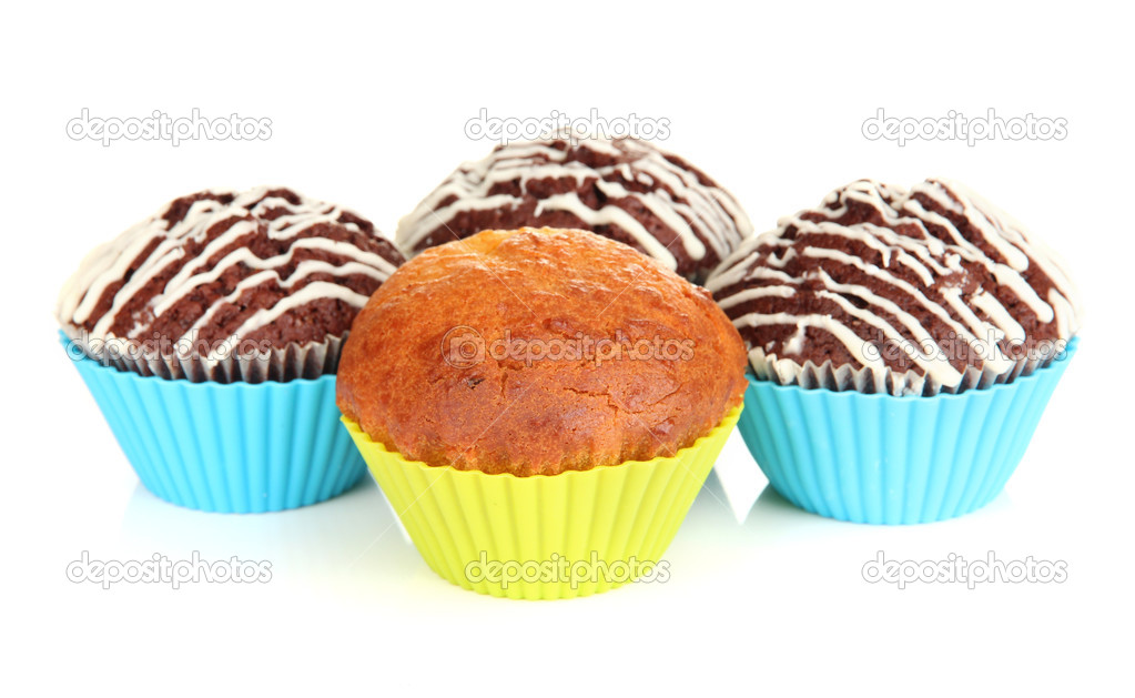 Sweet cupcakes isolated on white