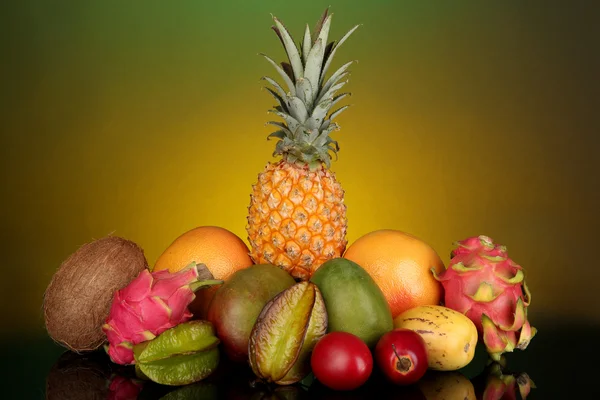 stock image Composition of exotic fruits on colorful background