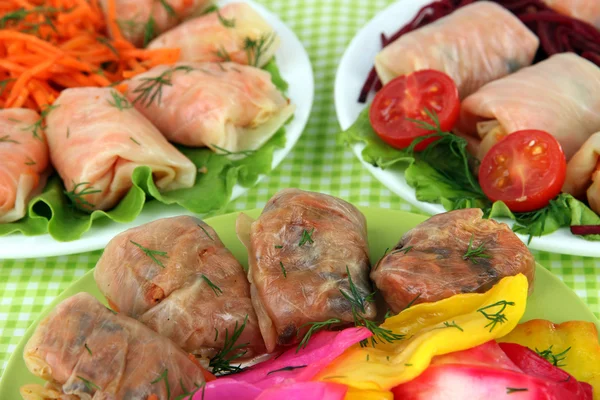 Stuffed cabbage rolls on table close-up — Stock Photo, Image