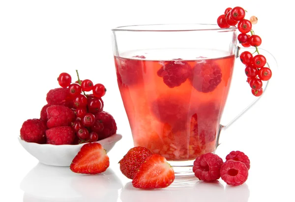 Cup of berry tea isolated on white — Stock Photo, Image