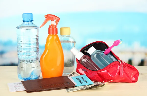 Travelling items on bright background — Stock Photo, Image