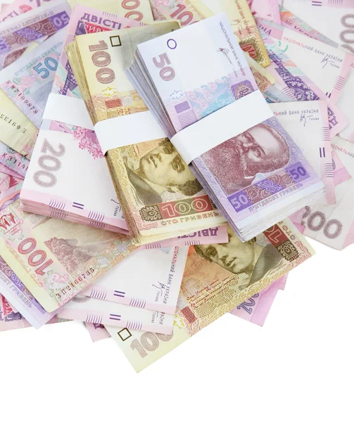 Çok beyaz izole Ukraynalı para — Stok fotoğraf