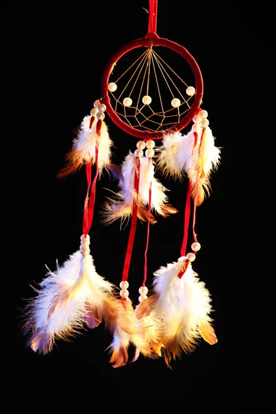 Vackra dream catcher på svart bakgrund — Stockfoto