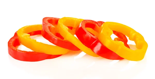 Fresh pepper slices isolated on white — Stock Photo, Image