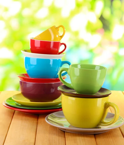 Mountains colorful dishes on nature background — Stock Photo, Image