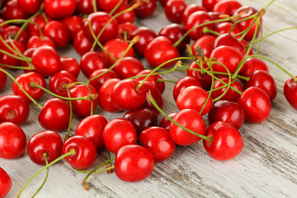 Cherry berries on wooden table