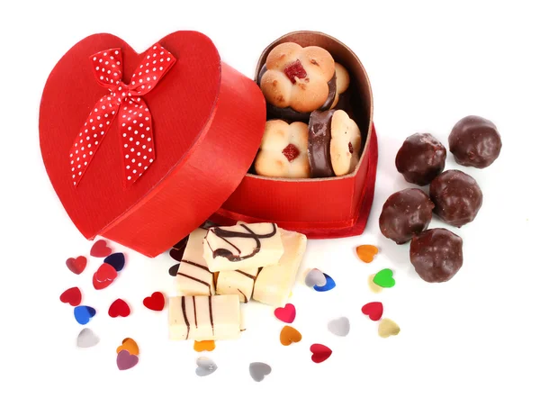 Sweet cookies in gift box isolated on whit Stock Image