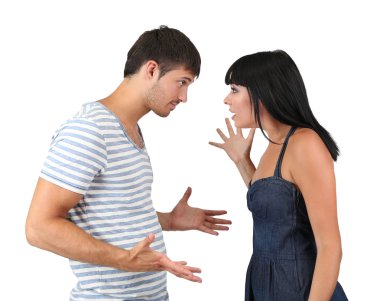 beyaz izole seven çift kavgası