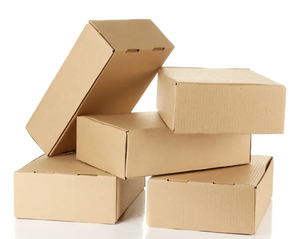 Parcellák dobozok, elszigetelt fehér — Stock Fotó