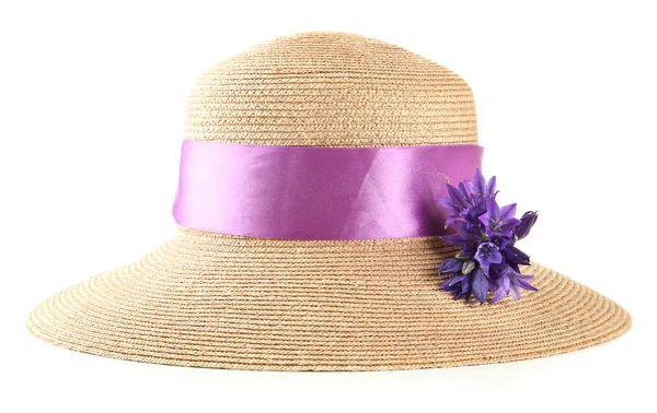 Όμορφο καλοκαίρι καπέλο, που απομονώνονται σε λευκό — Φωτογραφία Αρχείου