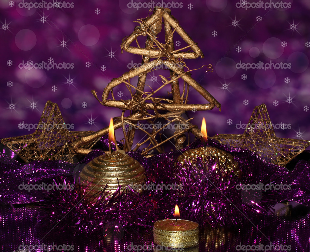 Purple And Gold Christmas Background