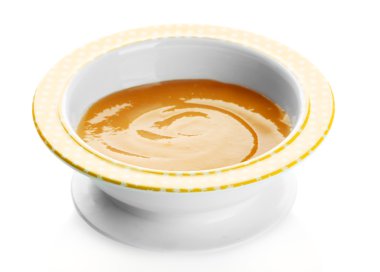 izole üzerinde beyaz bebek lezzetli meyve püresi