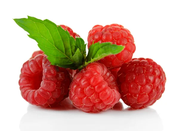 Ripe sweet raspberries isolated on white — Stock Photo, Image