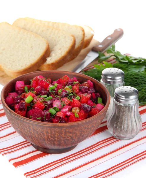 Beet salad in bowl on table close-up — Stock Photo, Image