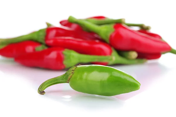 Little hot peppers isolated on white — Stock Photo, Image