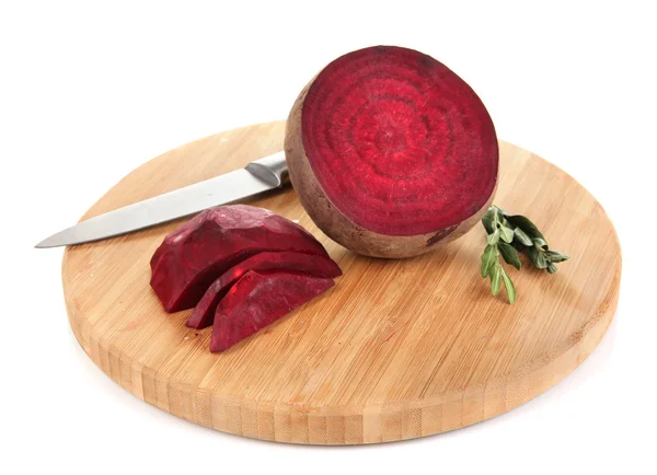 Sliced beetroot on board isolated on white — Stock Photo, Image