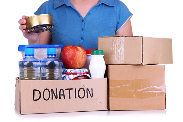 Caja de donación aislada en blanco — Foto de Stock