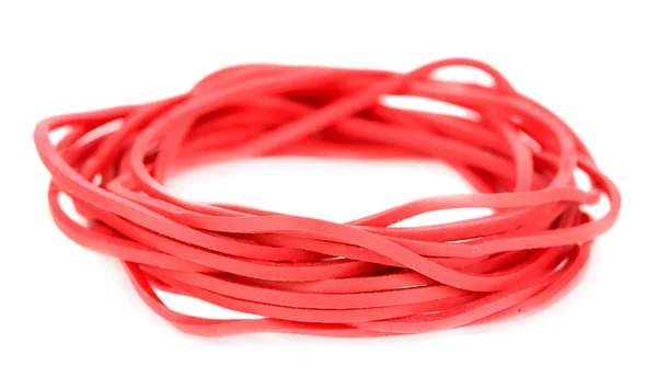 Red rubber bands isolated on white — Stock Photo, Image