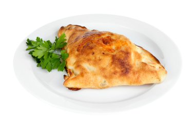 Pizza calzone tablo üzerinde beyaz izole