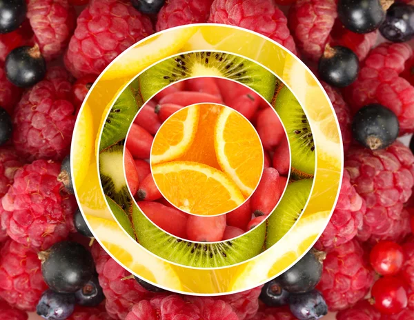 多彩健康水果莓果拼贴画 — 图库照片