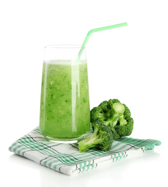 Glass of broccoli juice, isolated on white — Stockfoto