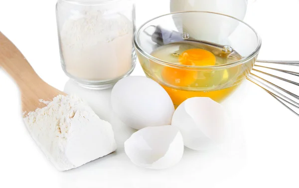 Ingredients for dough isolated on white — Stock Photo, Image