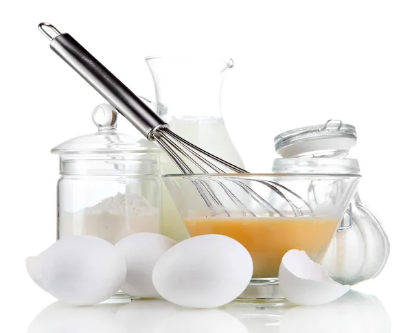 Ingredients for dough isolated on white — Stock Photo, Image