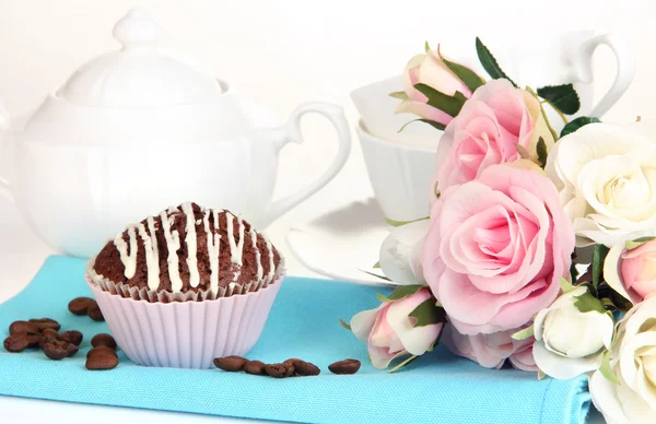Cupcake au chocolat sucré gros plan — Photo