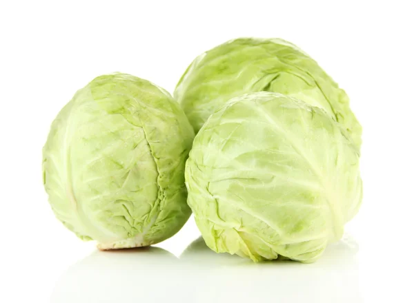 Green cabbage, isolated on white — Stock Photo, Image