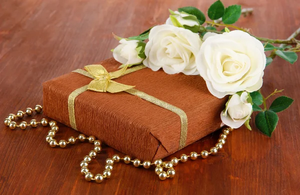 Romantic parcel on wooden background — Stock Photo, Image