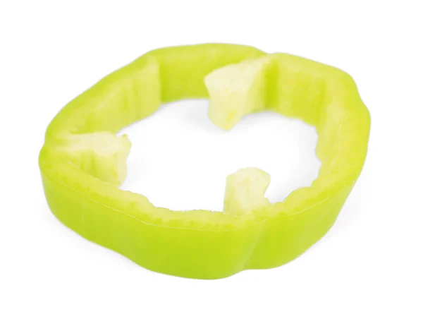 Fresh green pepper slice isolated on white — Stock Photo, Image