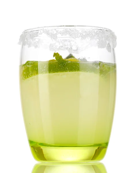 Lemonade in glass isolated on white — Stock Photo, Image