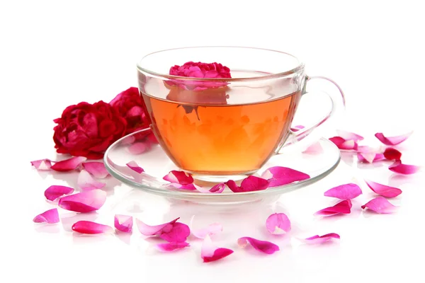 Té rosa aislado en blanco — Foto de Stock