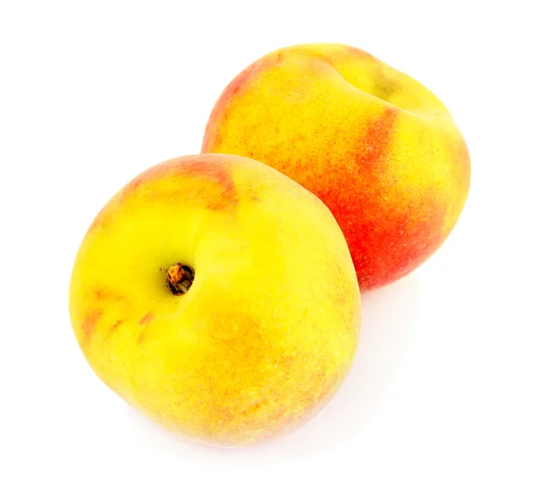 Ripe sweet peaches, isolated on white — Stock Photo, Image