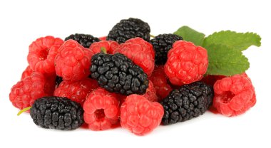 Olgun meyveler üzerinde beyaz izole