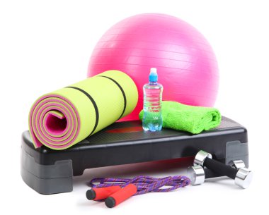 farklı araçları üzerinde beyaz izole fitness için