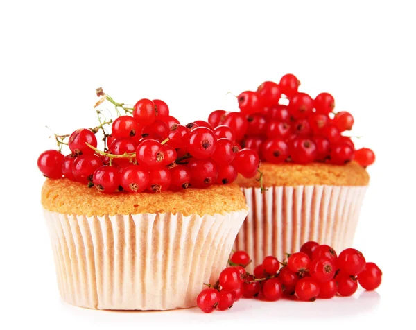 Tasty muffins with berries isolated on white — Stock Photo, Image