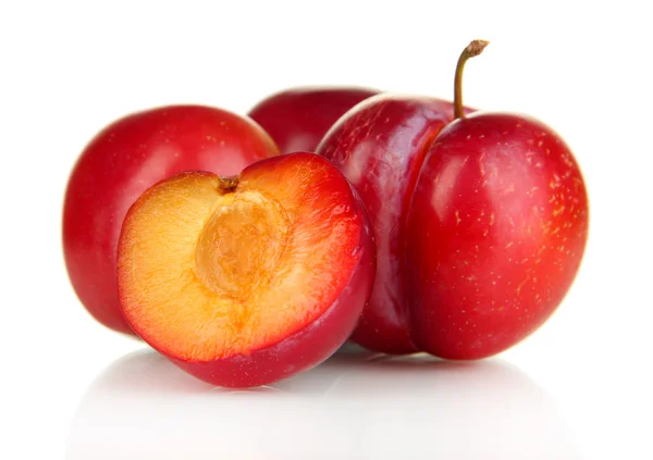Ripe plums isolated on white — Stock Photo, Image