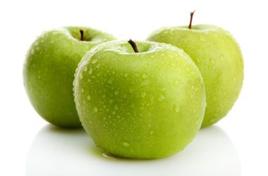 beyaz izole olgun yeşil elma