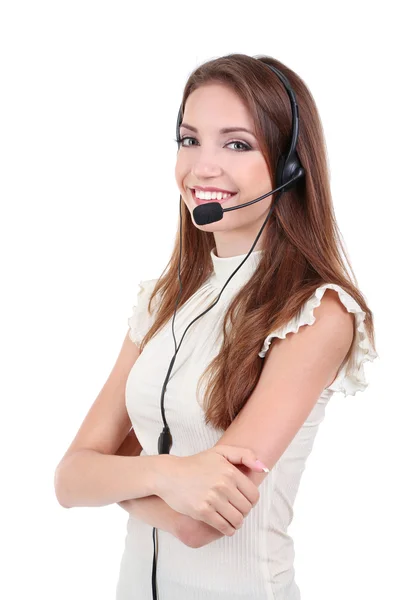 Call center operatör isolerad på vit — Stockfoto