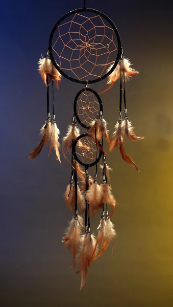 Beautiful dream catcher on color background — Stock Photo, Image