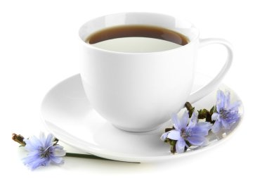 hindiba, üzerinde beyaz izole ile çay