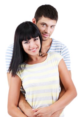 güzel sevgi dolu çift birlikte beyaz izole