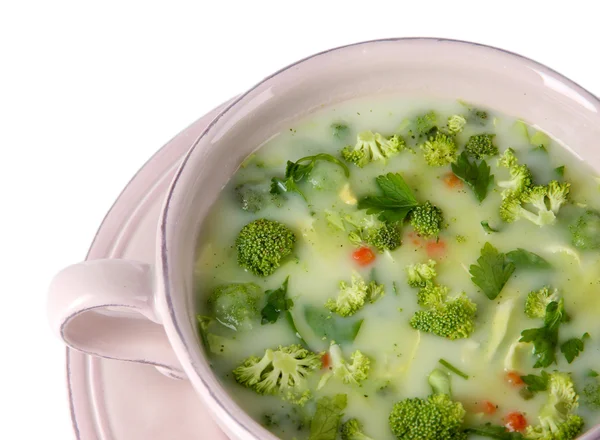 Sopa de repolho em placa isolada em branco — Fotografia de Stock